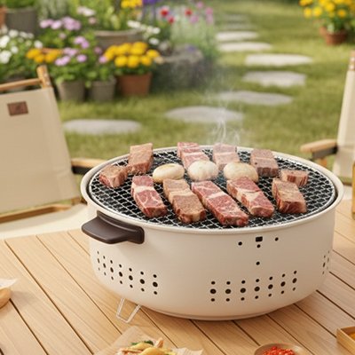 Barbecue-charbon-support-métalliques