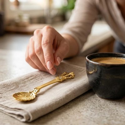 Cuillère à café doree