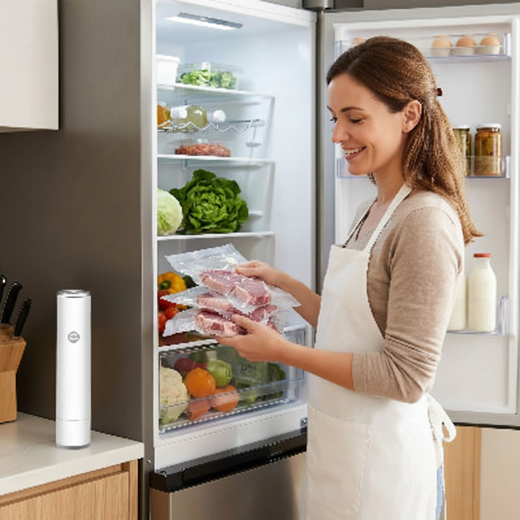 machine-sous-vide-femme-refrigerateur-1